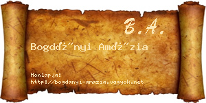 Bogdányi Amázia névjegykártya
